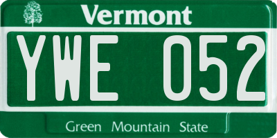 VT license plate YWE052
