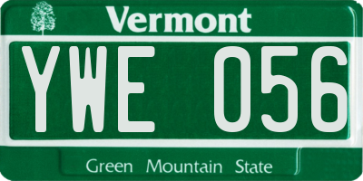 VT license plate YWE056