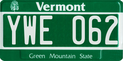 VT license plate YWE062