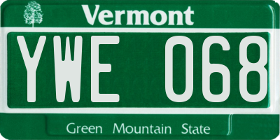 VT license plate YWE068