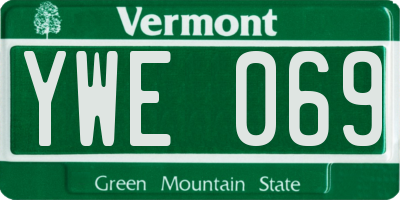 VT license plate YWE069