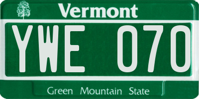 VT license plate YWE070