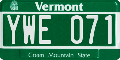 VT license plate YWE071