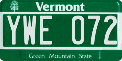 VT license plate YWE072