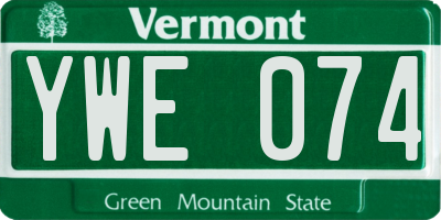 VT license plate YWE074