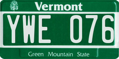 VT license plate YWE076