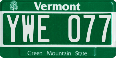 VT license plate YWE077