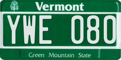 VT license plate YWE080