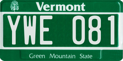 VT license plate YWE081