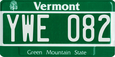 VT license plate YWE082