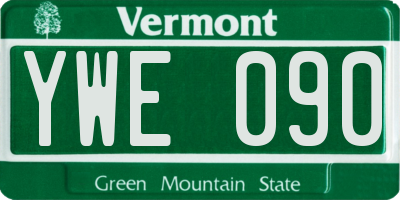 VT license plate YWE090