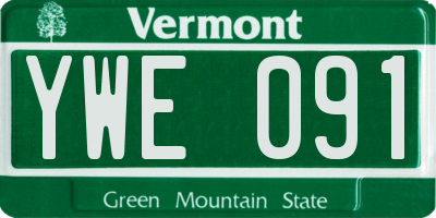 VT license plate YWE091