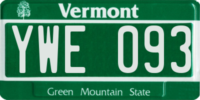 VT license plate YWE093
