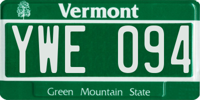 VT license plate YWE094