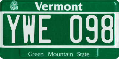 VT license plate YWE098