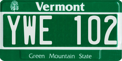 VT license plate YWE102