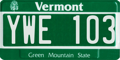 VT license plate YWE103