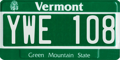 VT license plate YWE108