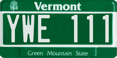 VT license plate YWE111