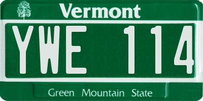 VT license plate YWE114
