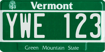 VT license plate YWE123