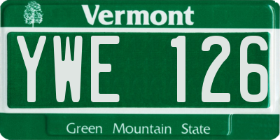 VT license plate YWE126