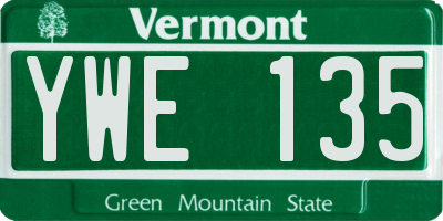 VT license plate YWE135