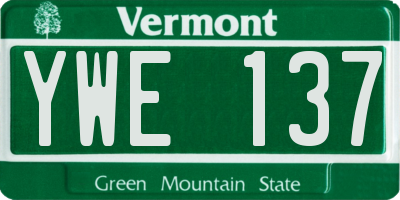 VT license plate YWE137