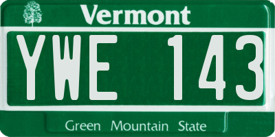 VT license plate YWE143