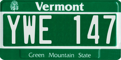 VT license plate YWE147