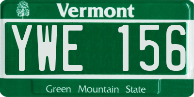 VT license plate YWE156