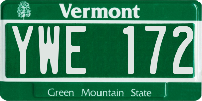 VT license plate YWE172