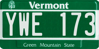 VT license plate YWE173