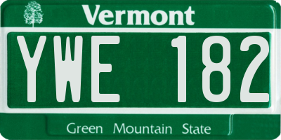 VT license plate YWE182