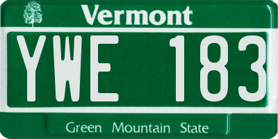 VT license plate YWE183