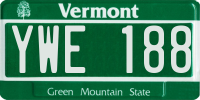 VT license plate YWE188