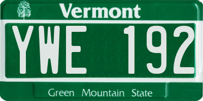 VT license plate YWE192