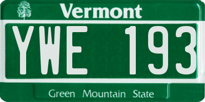 VT license plate YWE193