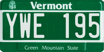 VT license plate YWE195