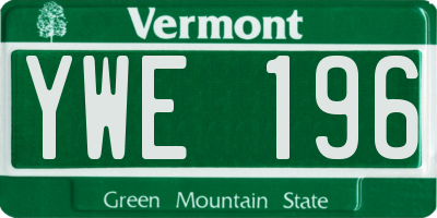 VT license plate YWE196