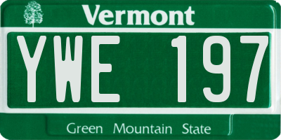 VT license plate YWE197