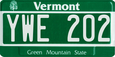 VT license plate YWE202