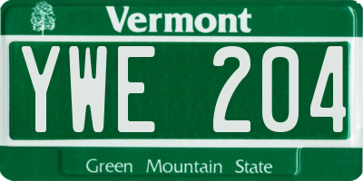 VT license plate YWE204