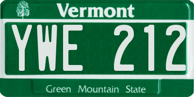 VT license plate YWE212