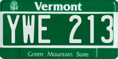 VT license plate YWE213