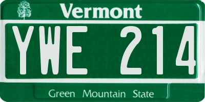 VT license plate YWE214