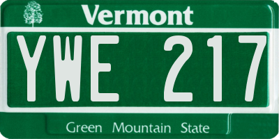 VT license plate YWE217