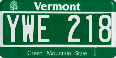 VT license plate YWE218