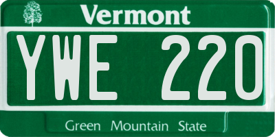 VT license plate YWE220