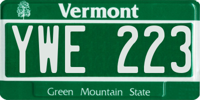 VT license plate YWE223